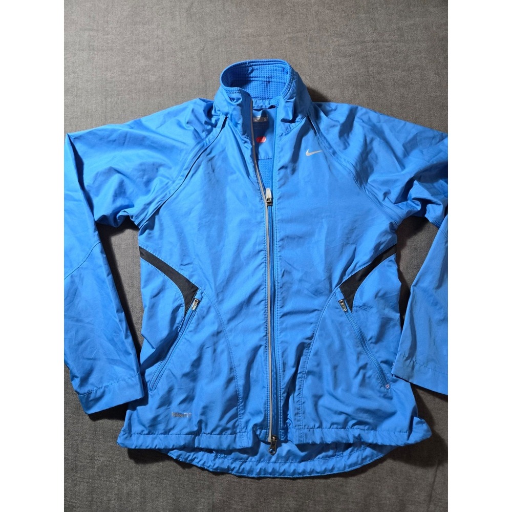 Nike Storm Fit Jacket Womens S Blue Windbreaker Packable Outdoors Hike Zip
